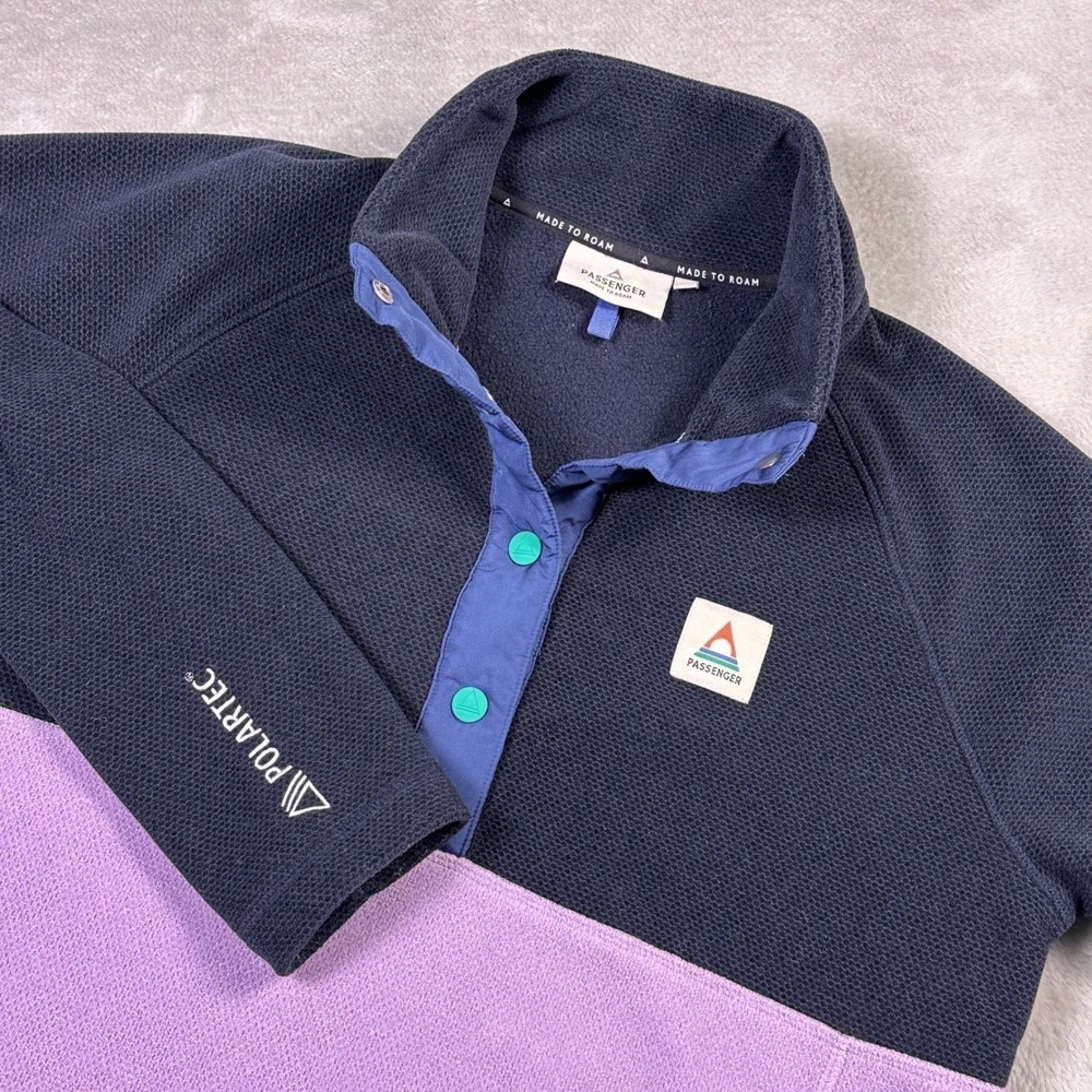 Passenger Snowdrop Polartec Fleece Pullover Womens M Navy Lavender Colorblock